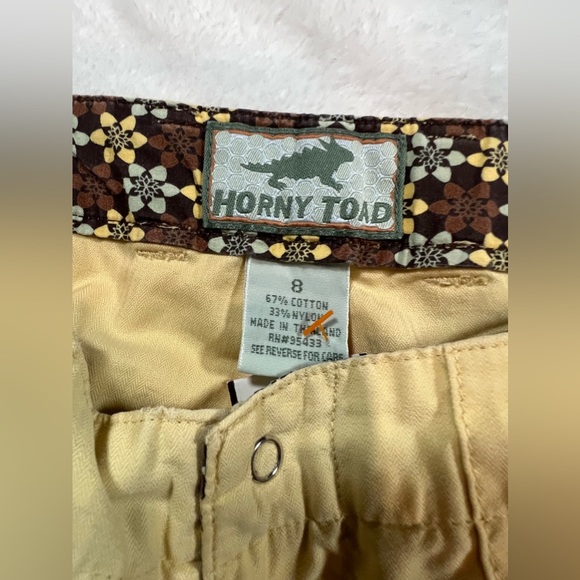 Horny Toad Capris Yellow Embroidered Size 8 - Picture 4 of 5